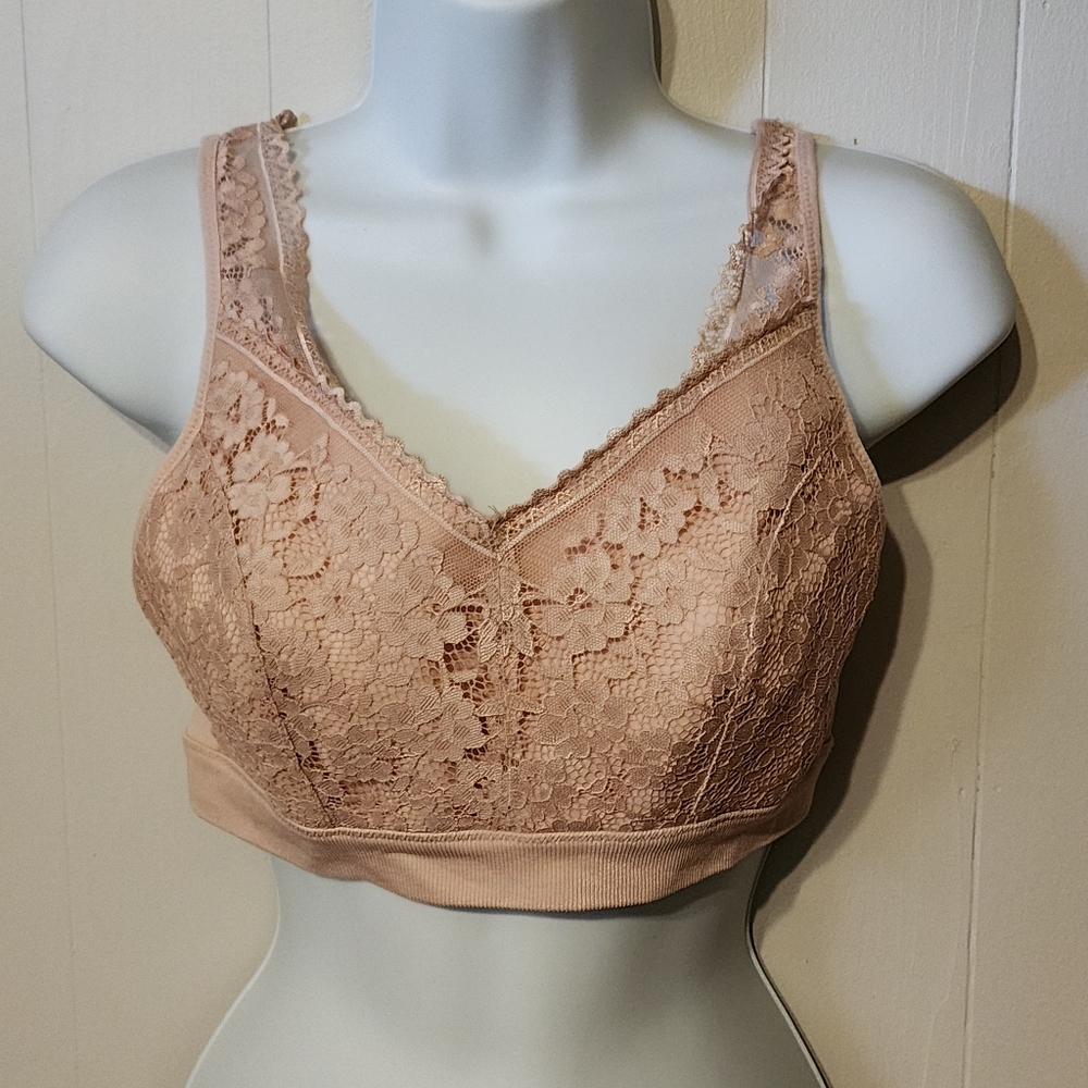 Daytrip Buckle Bralette Floral Lace Rose Beige Large B179